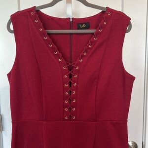 Burgundy Rust Lace-Up Sleeveless Dress